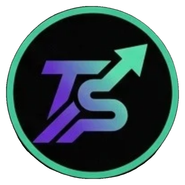 TxSure emblem: a violet and mint TS monogram with an upward arrow inside a mint ring